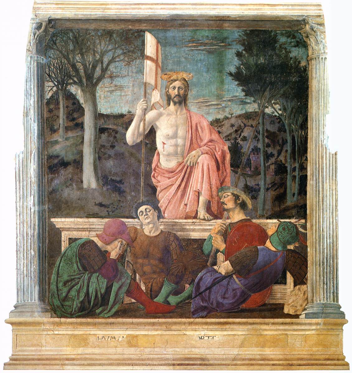 Piero della Francescas fresk ”The Resurrection”, omkring 1460–1465, gestaltar den uppståndne Kristus. Reportaget skiljer Jesu seger över döden från Lasaros återkomst till fortsatt jordeliv.